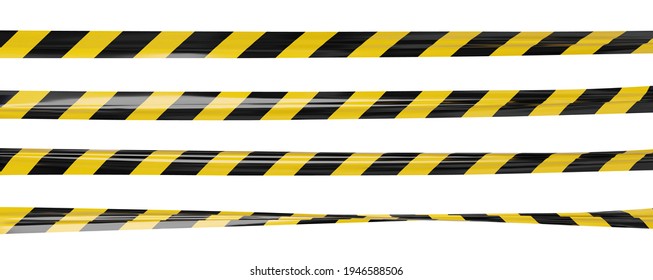 Realistic vector crime tape with black and yellow stripes. Warning ribbon