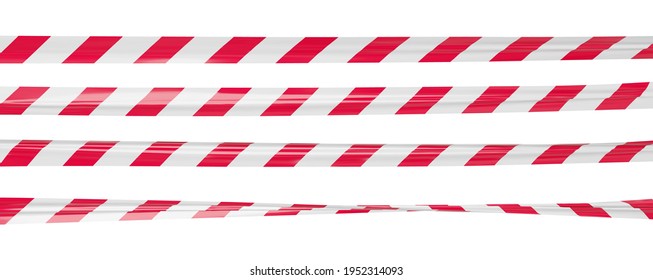 Realistic vector crime tape with white and red stripes. Warning ribbon