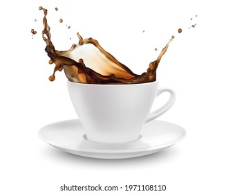 realistic vector cup of coffe on white background