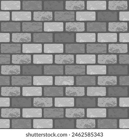 Realistic Vector dark grey brick wall seamless pattern. Flat gray wall texture. Simple grunge stone, textured brick background for print, paper, design, decor, photo background.