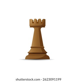 Realistic vector design of a chess rook (castle) piece. Great for themes involving defense, structure, and board game strategy.