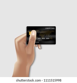 Realistic vector design for credit card and holding hand concept, Vector, Illustration.