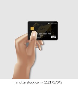 Realistic vector design for credit card and holding hand concept., Vector, Illustration.