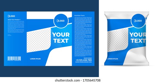 Realistic vector design Potato chips packaging template.