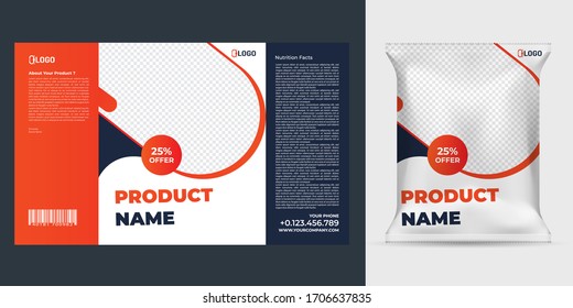 Realistic vector design Potato chips packaging template.

