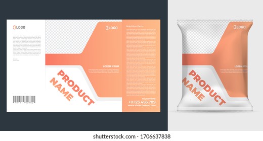 Realistic vector design Potato chips packaging template.
