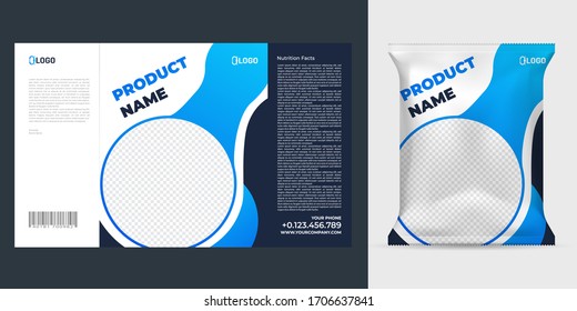 Realistic vector design Potato chips packaging template.
