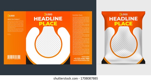 Realistic vector design Potato chips packaging template.