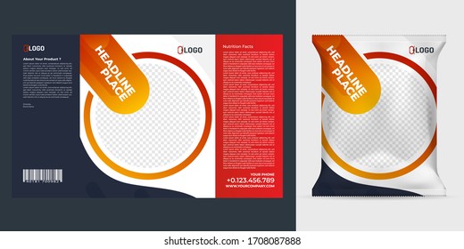 Realistic vector design Potato chips packaging template.