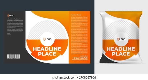 Realistic vector design Potato chips packaging template.