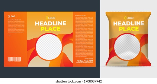 Realistic vector design Potato chips packaging template.