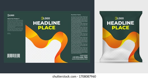 Realistic vector design Potato chips packaging template.