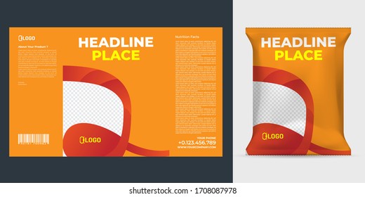 Realistic vector design Potato chips packaging template.