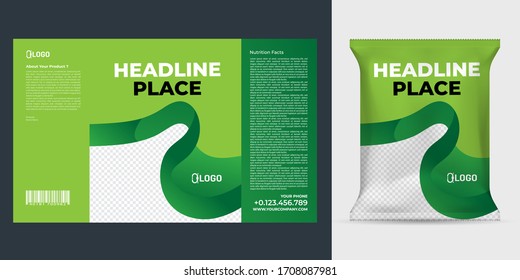 Realistic vector design Potato chips packaging template.