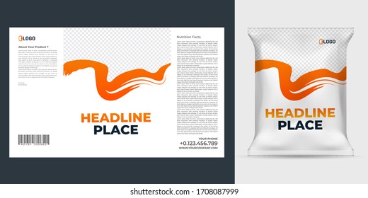 Realistic vector design Potato chips packaging template.