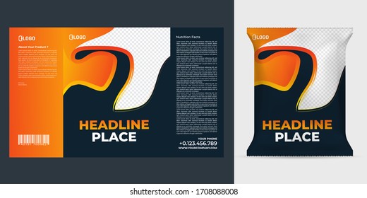 Realistic vector design Potato chips packaging template.