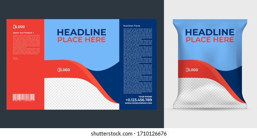 Realistic vector design Potato chips packaging template.
