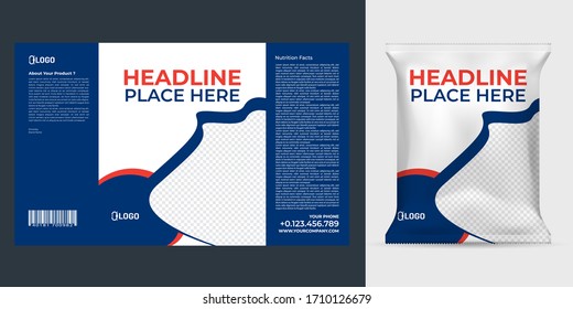 Realistic vector design Potato chips packaging template.