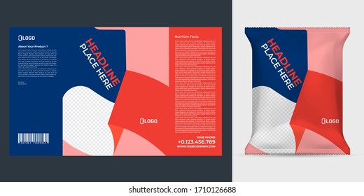 Realistic vector design Potato chips packaging template.