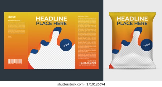 Realistic vector design Potato chips packaging template.
