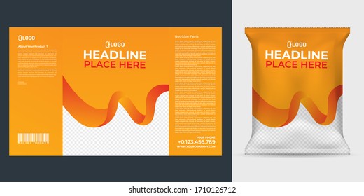 Realistic vector design Potato chips packaging template.