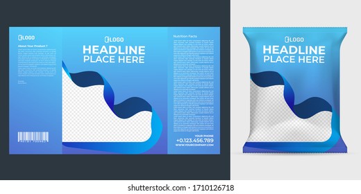 Realistic vector design Potato chips packaging template.