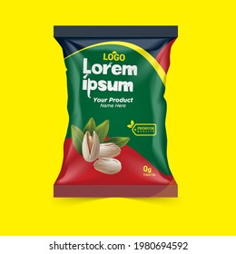 Realistic vector design Potato chips and dry foods packaging template.