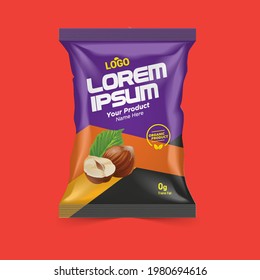 Realistic vector design Potato chips and dry foods packaging template.