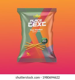 Realistic vector design Potato chips and dry foods packaging template.