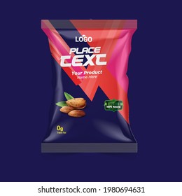 Realistic vector design Potato chips and dry foods packaging template.