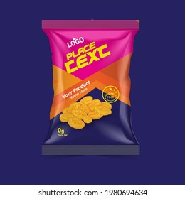 Realistic vector design Potato chips and dry foods packaging template.