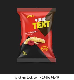 Diseño vectorial realista de chips de papa y plantilla de empaque de alimentos secos.