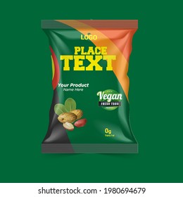 Realistic vector design Potato chips and dry foods packaging template.