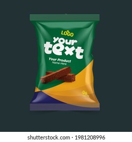 Realistic vector design Potato chips and dry foods packaging template.
