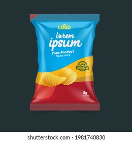 Realistic vector design Potato chips and Dry fruits packaging template.