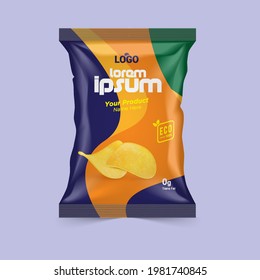 Realistic vector design Potato chips and Dry fruits packaging template.