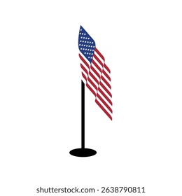 realistic vector design of united states flag on flagpole	