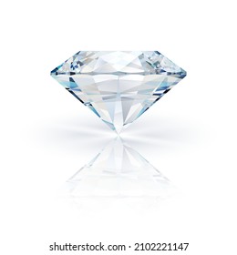 Realistic vector diamond illustration - blue crystal gemstone 