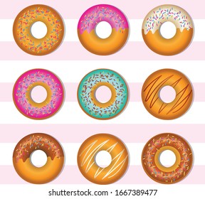 realistic vector donuts set illustration