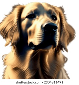 Realistic vector drawing of a golden retriever. High quality.