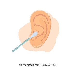 Realistic vector with ear sticks Cleaning ear logo design. Сleaning  ear using cotton swab vector design and illustration.