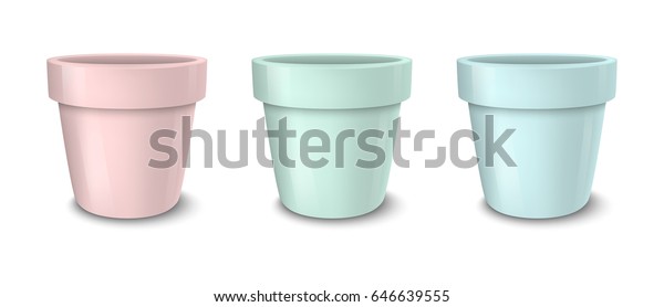 Download Realistic Vector Empty Flower Pot Set Stock Vector Royalty Free 646639555 PSD Mockup Templates