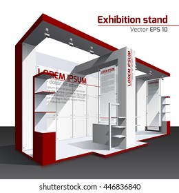 Realistic vector. Exhibition stand design red pattern. Poster, banner