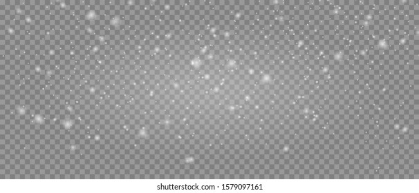 Realistic vector falling snow fall overlay. Shining snowflakes background for Christmas banner of winter collection decoration isolated on transparent. Stock vector