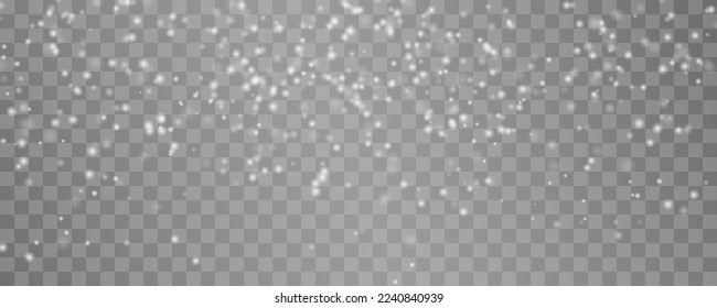 Realistic vector falling snow fall overlay. Shining snowflakes on transparent. Stock royalty free vector illustration
