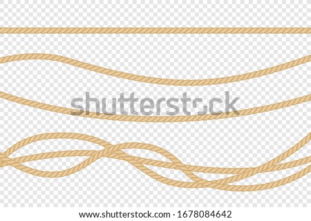 Realistic vector fiber ropes isolated on transparent background. 