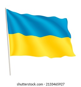 Realistic vector flag of Ukraine isolated on white background