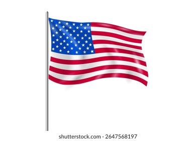 realistische Vektorflagge der Vereinigten Staaten, Illustration der US-Flagge auf weißem Hintergrund.