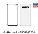 Realistic vector flat mock-up Samsung Galaxy S10 with blank screen isolated on white background. Scale image any resolution