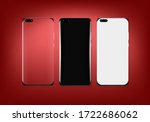 Realistic vector flat mock-up smartphone P blank white and transparent screen vector illustration 
